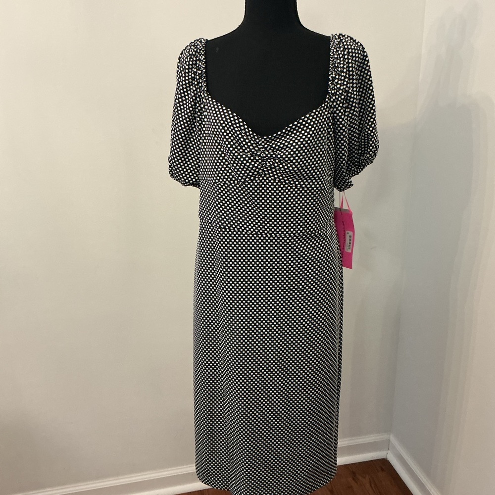 Betsey Johnson Black and White Polka Dot Midi Dress